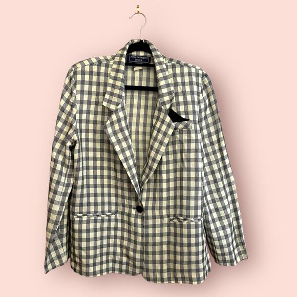 Vintage Norton McNaughton Petites Plaid Checkered 90s Blazer 10 - Picture 1 of 11
